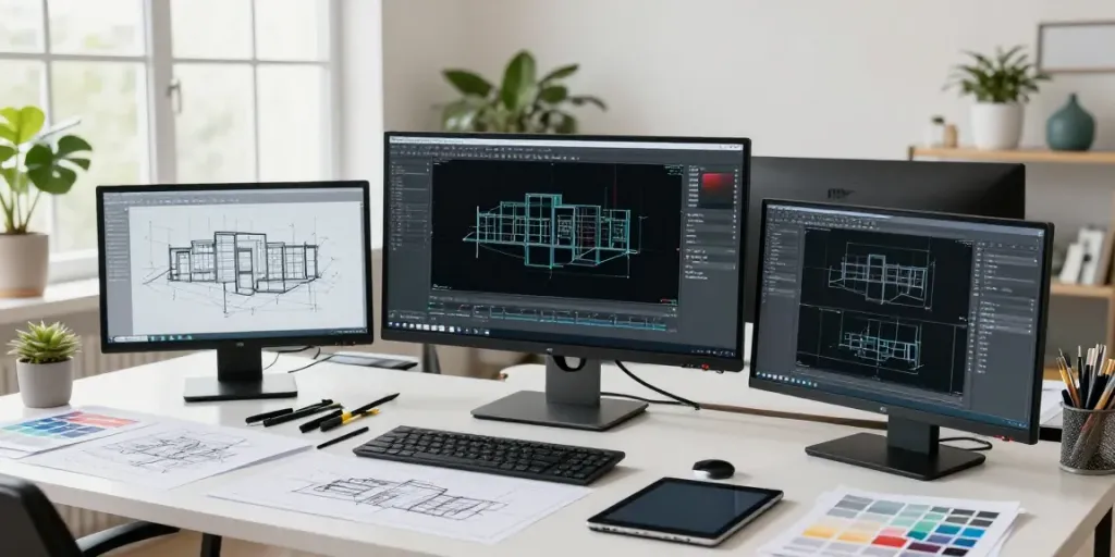 Architectural drafter working on CAD design showcasing the role of a cad modeling contractor.