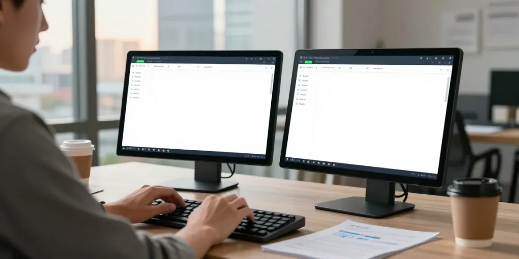 Exploring 2113 Apps in a modern home office setting with dual monitors.